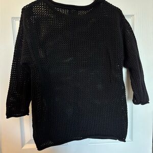 Ralph Lauren Women's Black Open Knit Cotton  Sweater - Size M